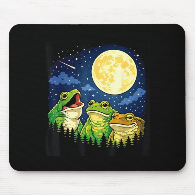 Frogs howling moon meme mountains pines nature mouse pad (Front)