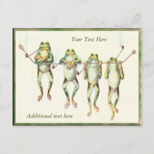 Frogs in a Line with personalised text Post Card