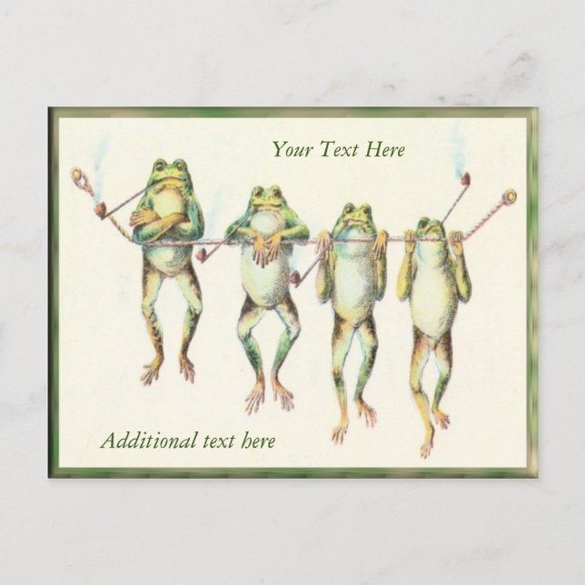 Frogs in a Line with personalised text Post Card (Front)