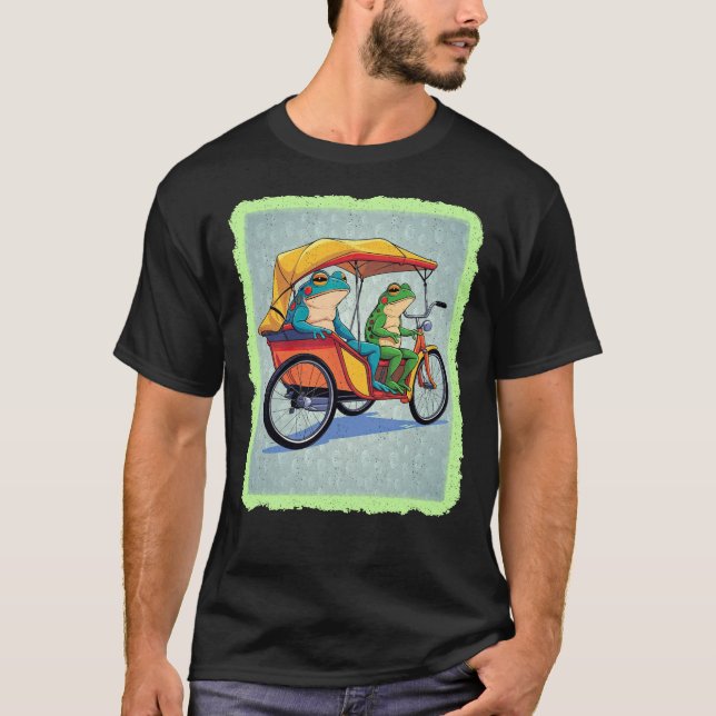 Frogs In A Rickshaw Graphic T-Shirt (Front)