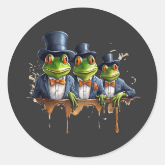 Frogs in Elegance Classic Round Sticker