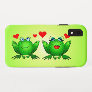 Frogs in Love Cute Hoppy Cartoon Animals Hearts iPhone XR Case