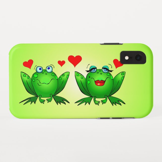 Frogs in Love Cute Hoppy Cartoon Animals Hearts Case-Mate iPhone Case (Back (Horizontal))