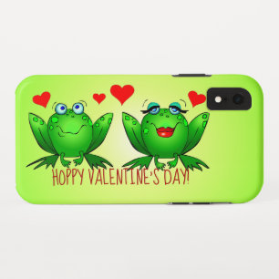 Frogs in Love Cute Hoppy Cartoon Animals Hearts iPhone XR Case