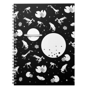 Frogs in space black and white notebook