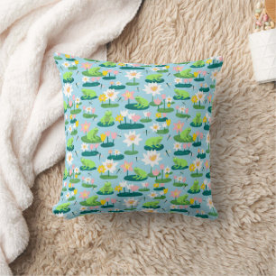 Frogs & Lily Pads Cute Nursery Baby Kids Playroom Cushion