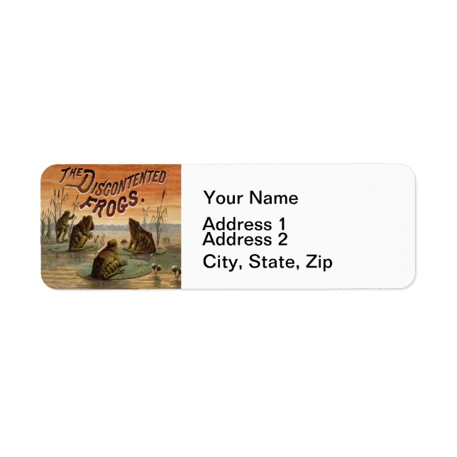 Frogs Lily Pads Moon Illustration Return Address Label (Front)