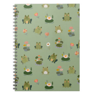 Frogs & Lily Pads on Light Green Notebook
