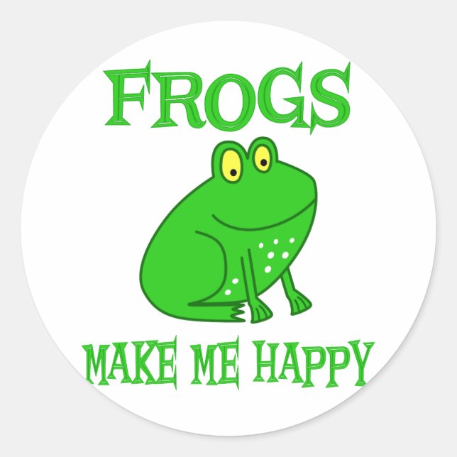 Frogs Make Me Happy Classic Round Sticker (Front)