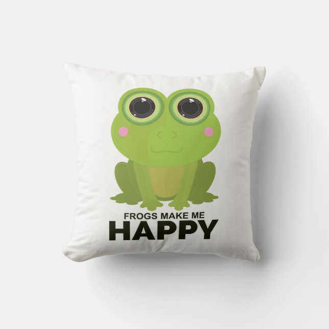 Frogs Make Me Happy Cushion (Front)