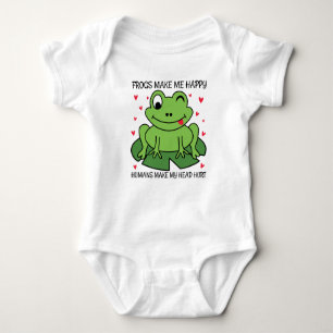Frogs Make Me Happy Humans Make My Head Hurt Baby Bodysuit