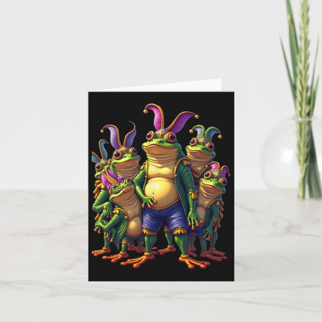 Frogs Mardi Gras Funny Costume  Card (Front)