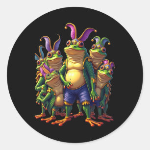 Frogs Mardi Gras Funny Costume Classic Round Sticker