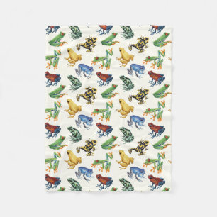 Frogs on black fleece blanket
