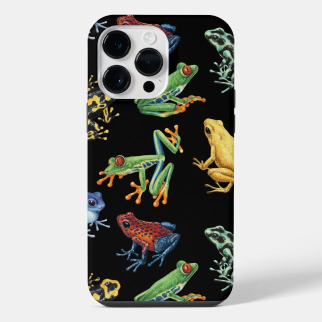 Frogs on black iPhone case (Back)