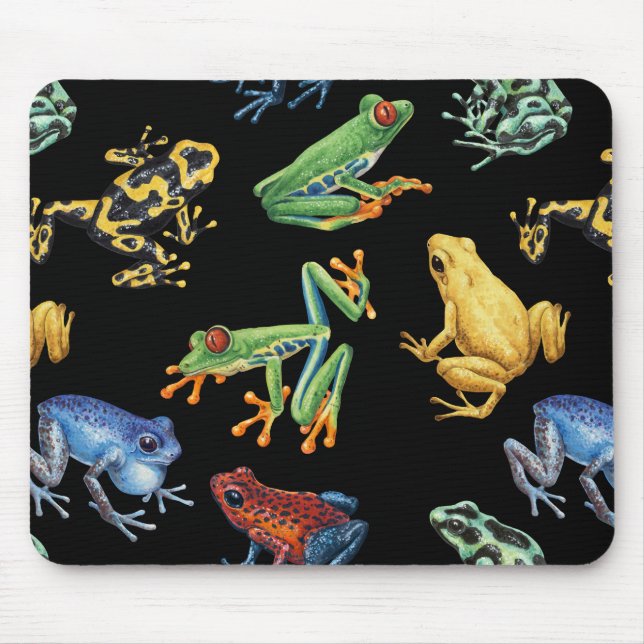 Frogs on black mouse pad (Front)
