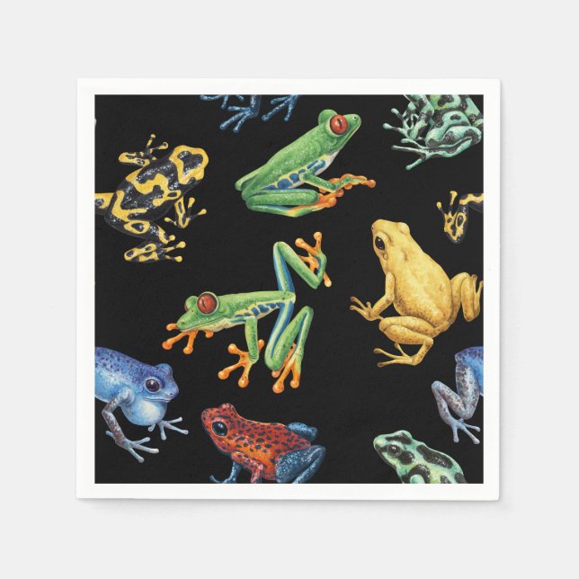 Frogs on black napkin (Front)