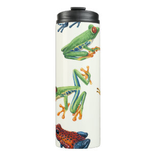 Frogs on black thermal tumbler