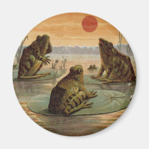 Frogs on Lily pads Vintage Magnet