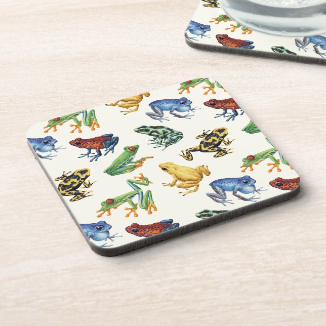 Frogs on natural white coaster (Left Side)