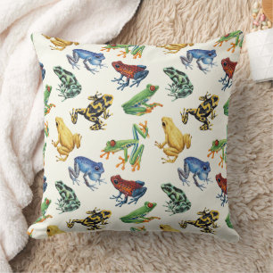 Frogs on natural white cushion
