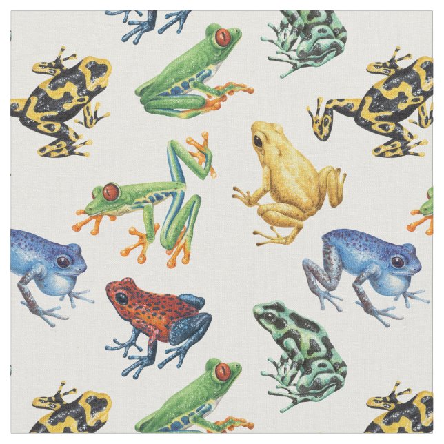 Frogs on natural white fabric (Close Up)