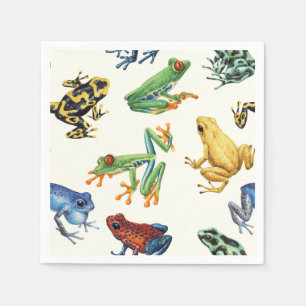 Frogs on natural white napkin