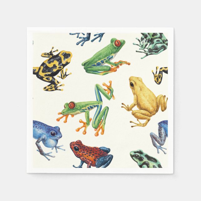 Frogs on natural white napkin (Front)