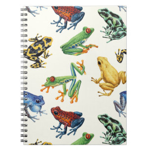 Frogs on natural white notebook
