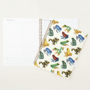 Frogs on natural white planner