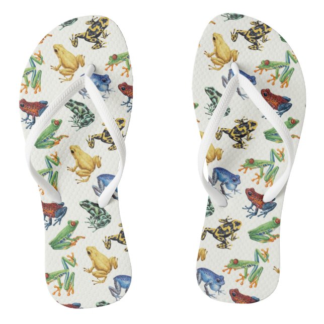 Frogs on natural white thongs (Footbed)