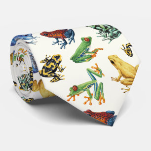 Frogs on natural white tie