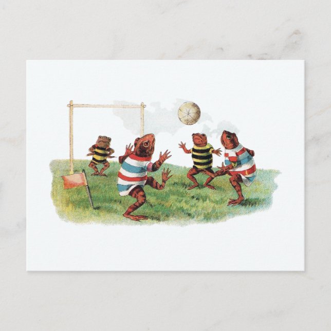 Frogs Playing Football Postcard (Front)