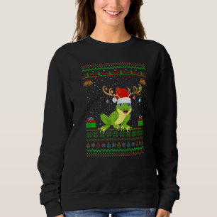 Frogs Reindeer Santa Hat Matching Ugly Frog Christ Sweatshirt