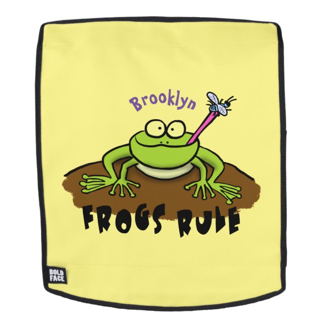 Frogs rule funny green frog cartoon backpack (Removable Face)