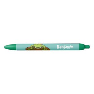 Frogs rule funny green frog cartoon black ink pen