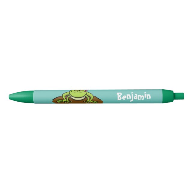 Frogs rule funny green frog cartoon black ink pen (Front)