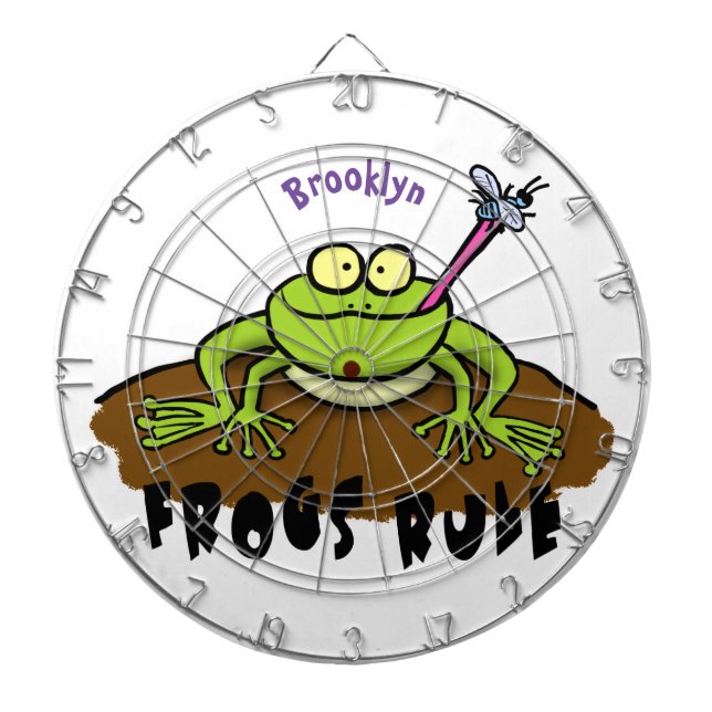 Frogs rule funny green frog cartoon dartboard (Front)