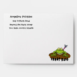 Frogs rule funny green frog cartoon envelope