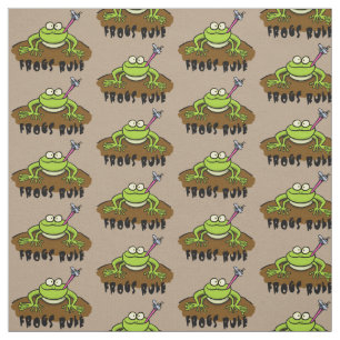 Frogs rule funny green frog cartoon fabric