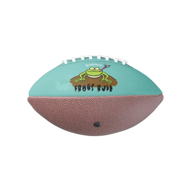 Frogs rule funny green frog cartoon football (Rotated 270)
