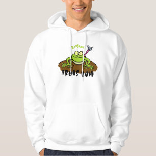 Frogs rule funny green frog cartoon hoodie