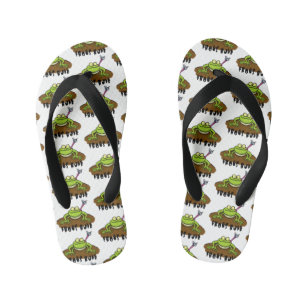 Frogs rule funny green frog cartoon kid's thongs