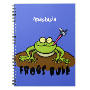 Frogs rule funny green frog cartoon notebook