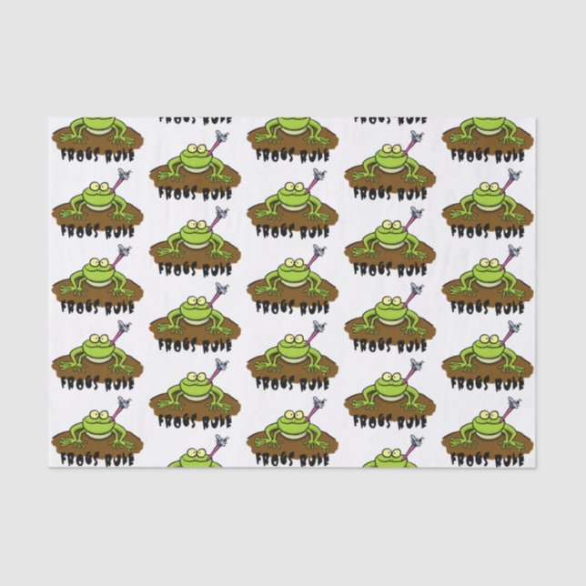 Frogs rule funny green frog cartoon tissue paper (Front)