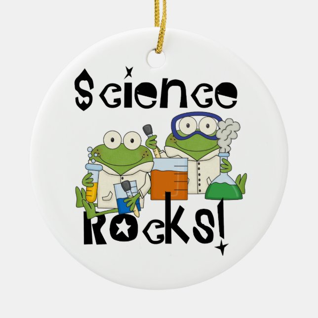 Frogs Science Rocks Ceramic Tree Decoration (Front)