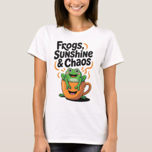 Frogs, Sunshine & Chaos – Cute Frog in Coffee Cup  T-Shirt