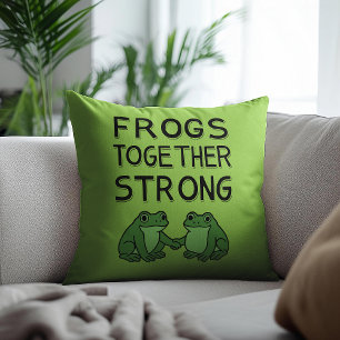 Frogs Together Strong Portland Frog Protest Cushion