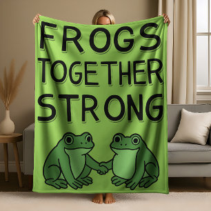 Frogs Together Strong Portland Frog Protest Fleece Blanket