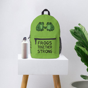 Frogs Together Strong Portland Frog Protest Printed Backpack